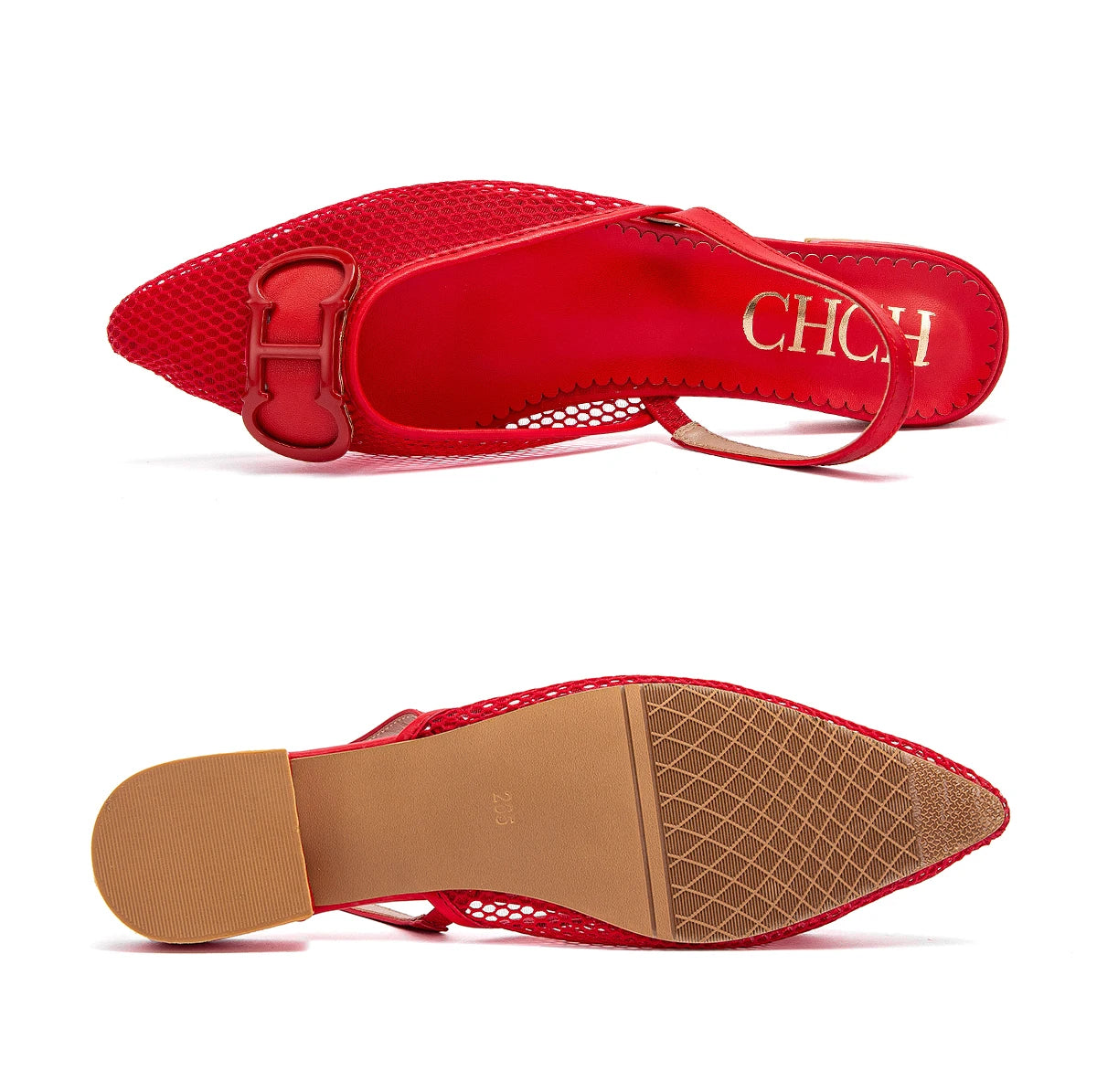 CHCH Women's Flat Shoes 2024 New Mesh Hollow Sandals Black Women's Shoes