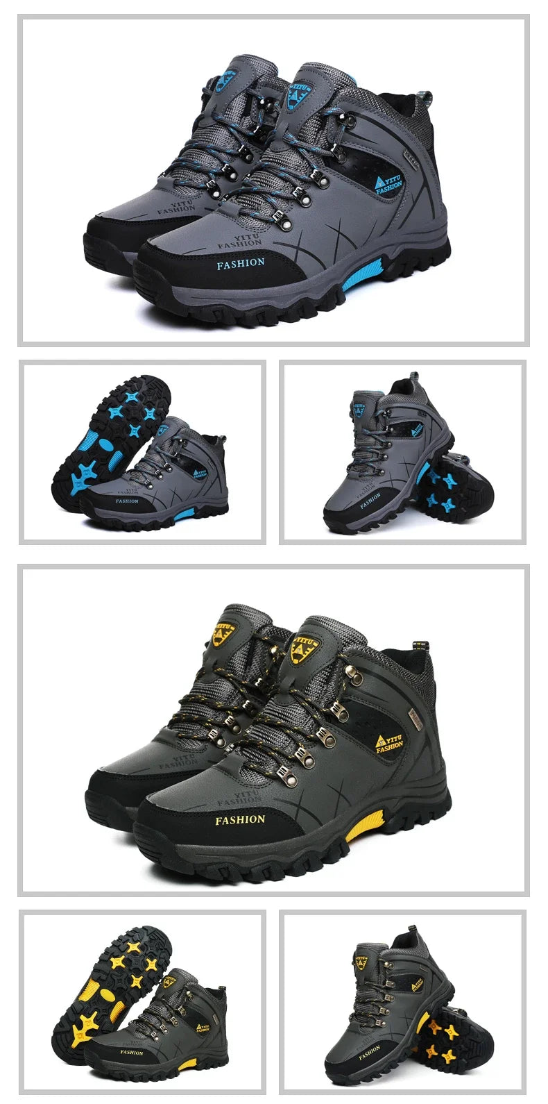 Men's Winter Snow Boots Waterproof Leather Ankle Boots Size 39-47