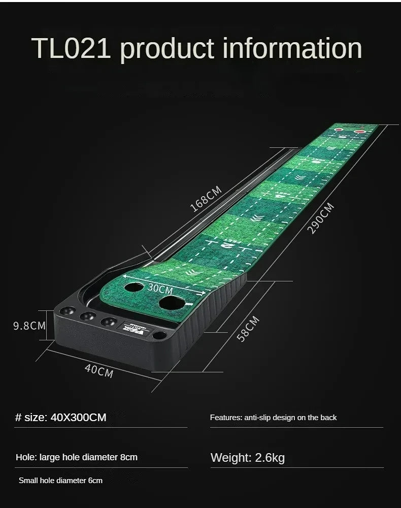 PGM TL021 3M Golf Putting Mat Golf Putter Trainer Green Carpet Practice Set Ball Return Mini Golf Putting Green Fairway Mat