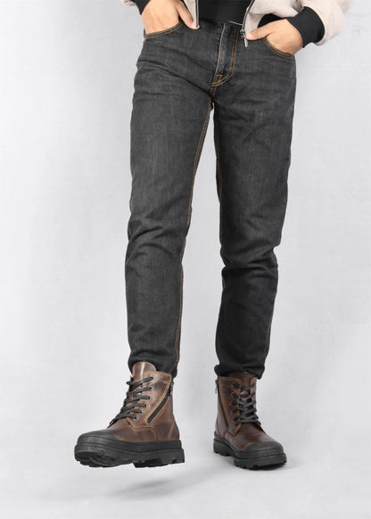 Genuine Leather Mens Ankle Boots, Zip Closure, Winter Use