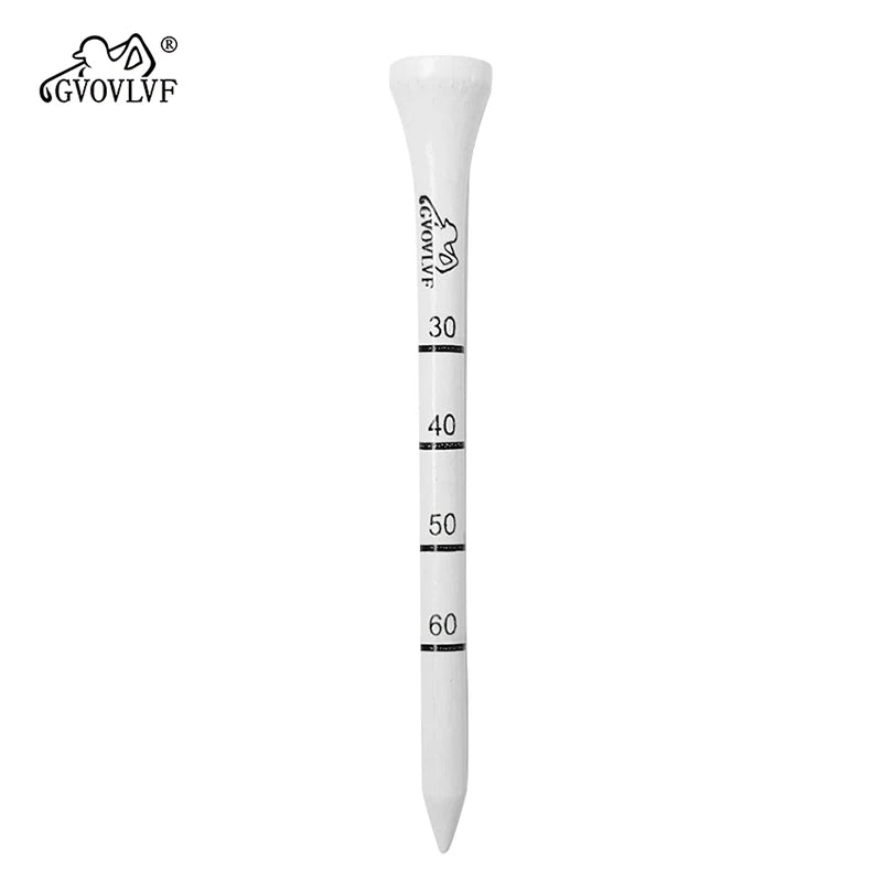 50 Pieces Bamboo Golf Degree Scale Tees 83mm Reduce Friction Side Spin Golf Tees White and Black Adjustable Depth