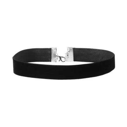 Gothic Velvet Choker Necklace Black 30 To 35 Cm Aluminium Alloy