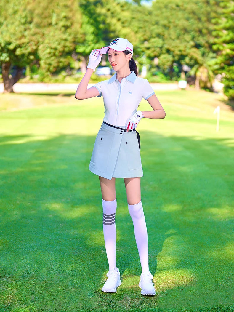 TTYGJ 2025 New Golf Women's Short-sleeved Shirt Quick-drying Breathable Polo Top Lady A-lined Golf Skirt Anti-exposure Skorts
