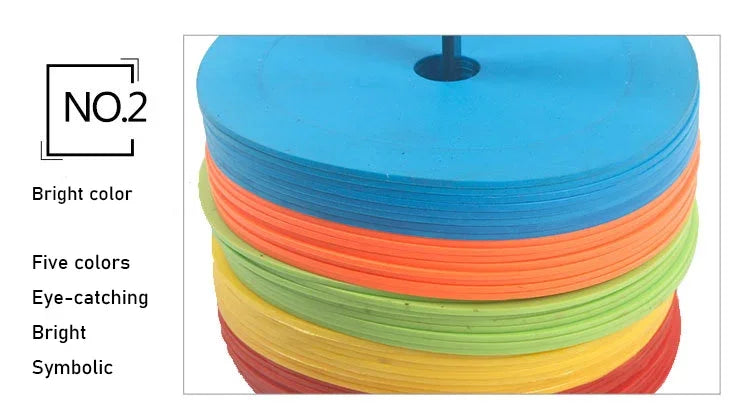 Flat Soccer Cones Marker Discs, 150mm Diameter, TPE Elastomer, Multicolor