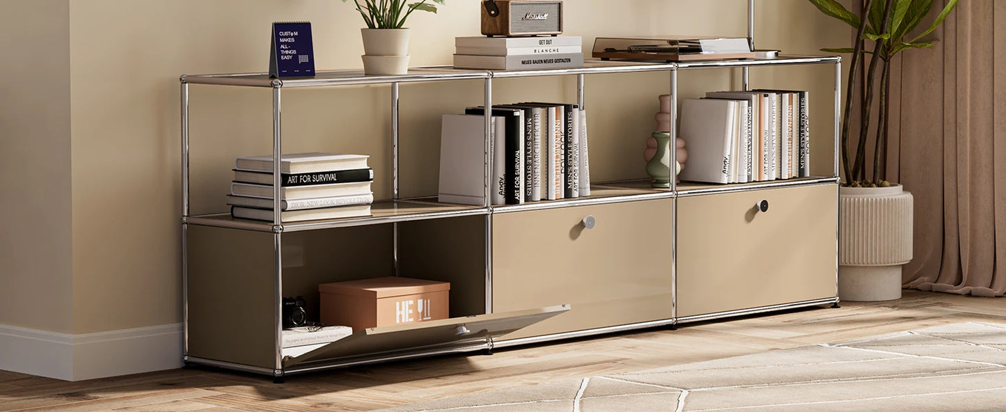 Modern Storage Cabinet Stainless Metal Organizer TV Stand Cabinet for Living Room and Home Office Furniture