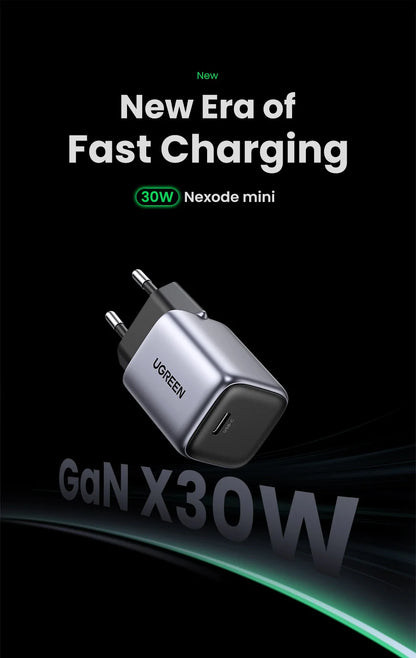 GaN 30W USB C Fast Charger PD3.0 For iPhone 15 14 13, iPad Pro, Samsung, Xiaomi