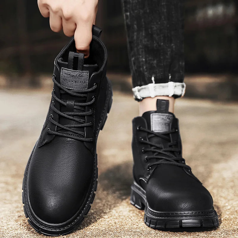 Winter Men Boots Outdoor Leather Ankle Boots Lightweight High Top Casual Boots Designer Male Work Boots Classic Handmade Boots