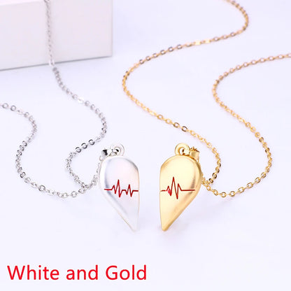 Heart ECG Pendant Necklace Stainless Steel And Zinc Alloy