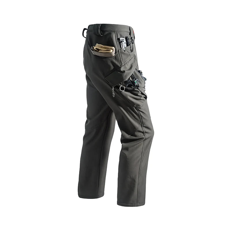 Men's Autumn Winter SoftShell Fleece Jackets Male Hood Windproof Coat Fishing Hiking Camping Climbing Skiing Warm Pants Trousers