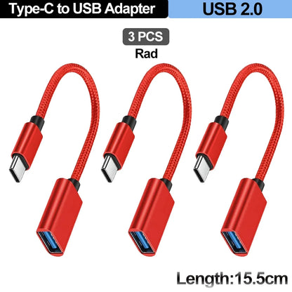 USB A Female to USB-C Male OTG Cable Length 15.5 Cm