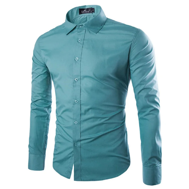 14 Colors Solid Color Men's Fashionable Candy Color Shirt Men's Casual Long Sleeve Shirt for Men