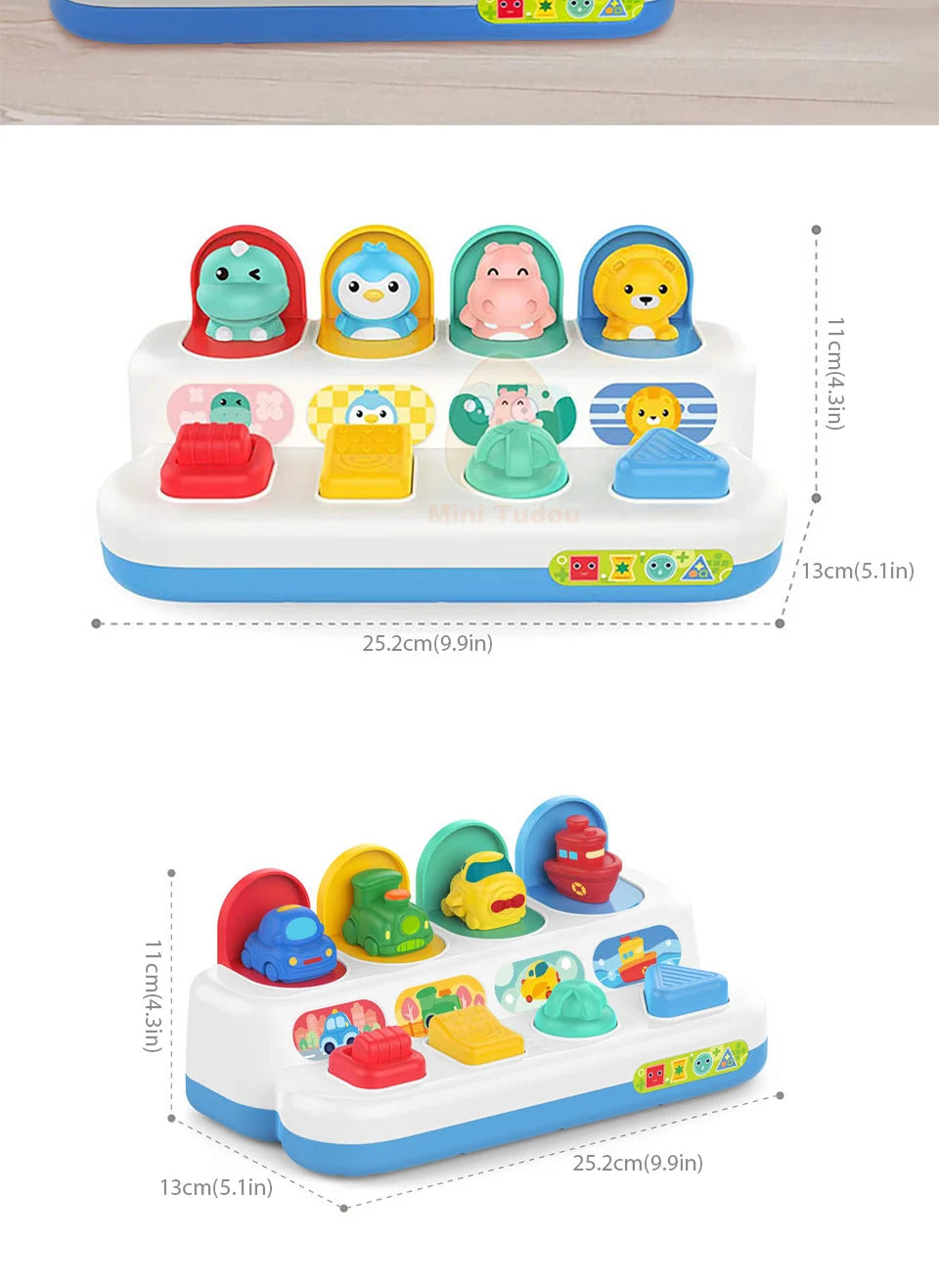 Baby Pop Up Toy Montesorri Fine Motor Skill Training Press Pull Click Animal Car Button Educational Toys For 13 24 Month Infant