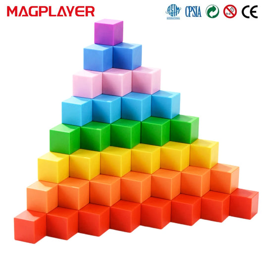 Magplayer 2.5cm Magnet Building Blocks 32PCS Educational Toys Plastic Puzzle STEM Magnetic Cubes Christmas Gifts for Toddler Kid
