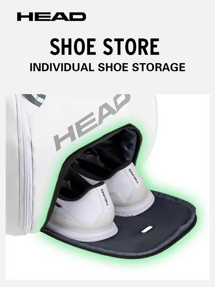 HEAD Tennis Bag Simple Fashion Court Bag Portable Tennis Racket Bag with Shoe Compartment Comfortable Racket Bag