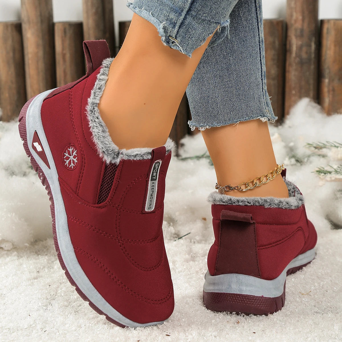 Women's shoes, casual shoes, fleece, thickened, warm, soft-soled, anti-slip and comfortable snow boots