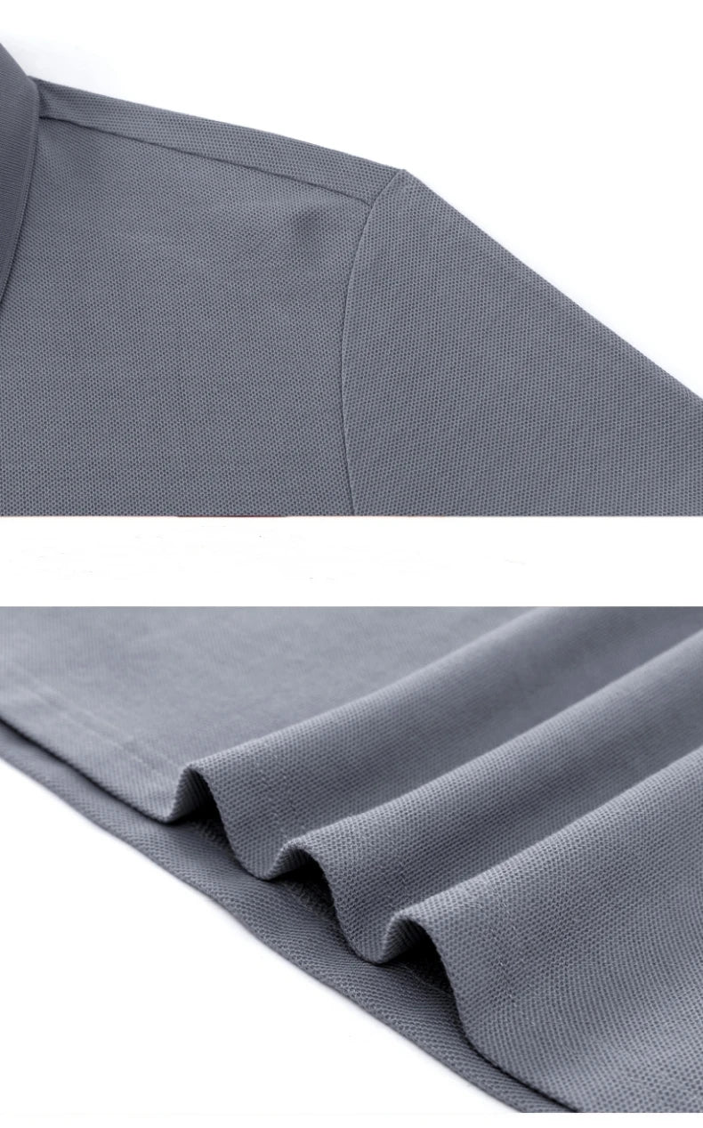 100% pure cotton men's breathable short sleeve T-shirt high-end luxury brand embroidered loose casual summer business polo shirt