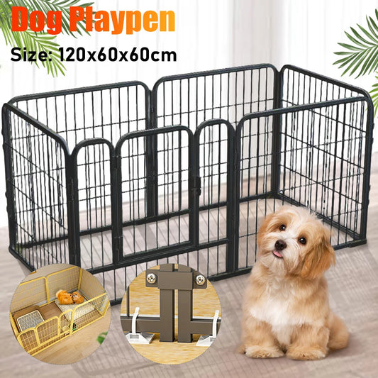 6 Panels Dog Fence Playpen Foldable Exercise Puppy Kennel Cage Heavy Duty Dog Exercise Fence for Dog Cat Rabbit Pet Exercise