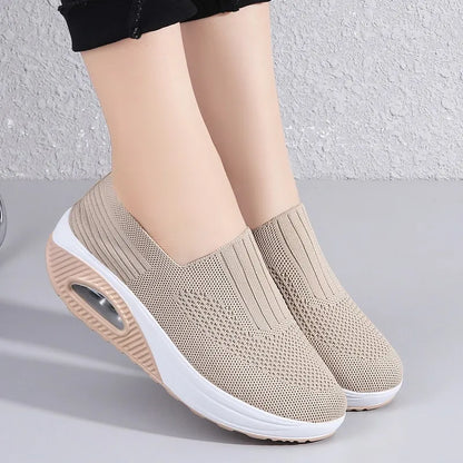 Vulcanized Platform Sneakers for Women Solid Color Casual Walking Shoes