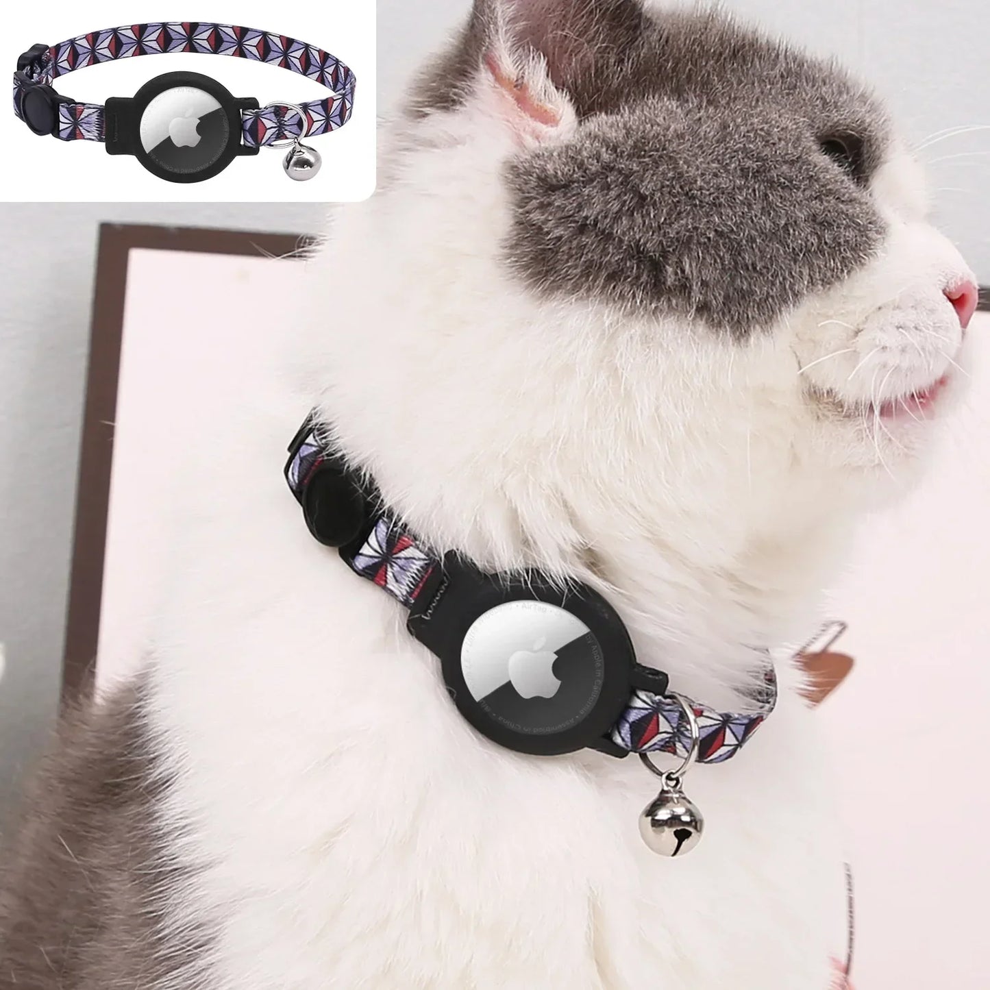 Pink Nylon Cat Collar With Bell For Tracking Device