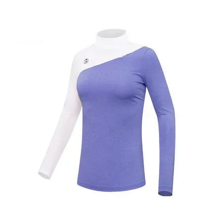 PGM Golf Clothing Ladies Long Sleeve Bottoming Shirts for Women Warm Slim Fit Golf Shirts Female Patchwork Stretch Sports Tops