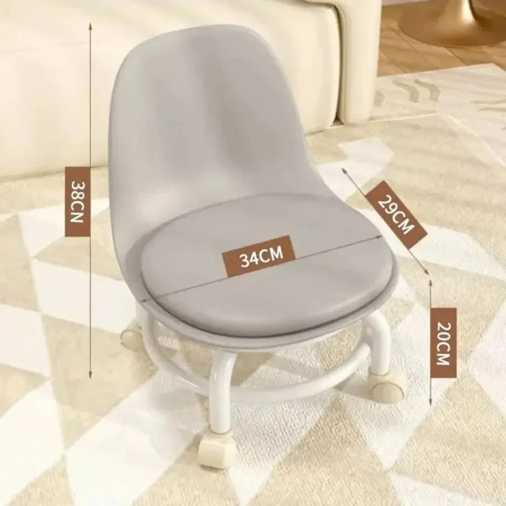 Household Backrest Pulley Low Stool Waist Protection 360 Degree Rotating Versatile Round Stools Modern Simple Universal Wheel