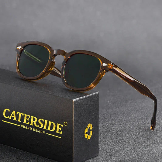 CATERSIDE Retro Round Men Sunglasses Punk Propionic Acid Pin Temple Luxury Sun Glasses Women Sports Leisure Party Eyewear UV400