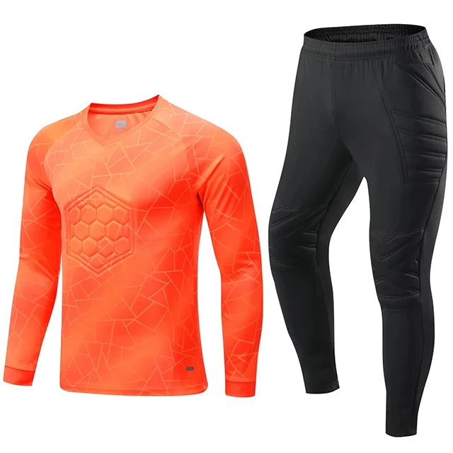 Men Kid 2024 Soccer Goalkeeper Uniform Protective Sponge Long Sleeve Football Training Goalkeeper Top Soccer Jersey Pants Custom