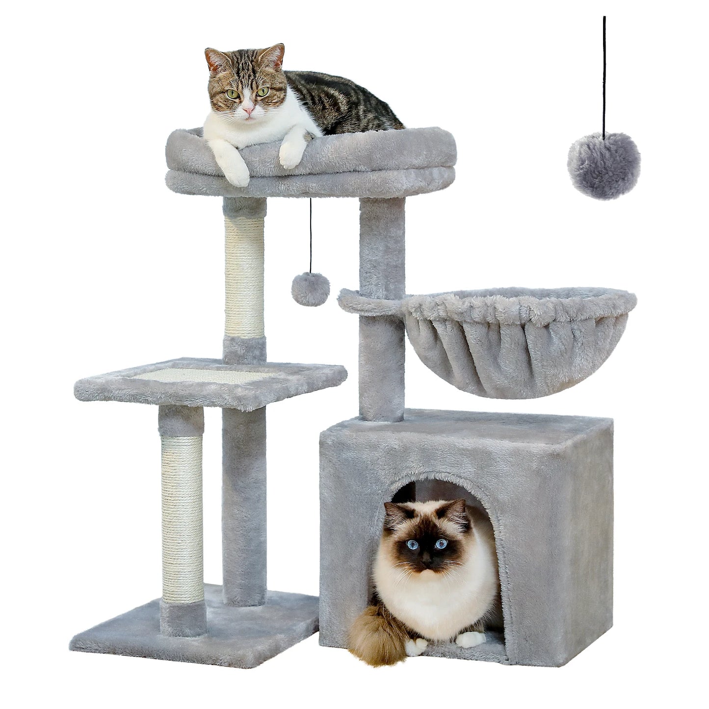 Indoor Cat Tree & Tower with Scratching Posts and Hammock – 2 Styles