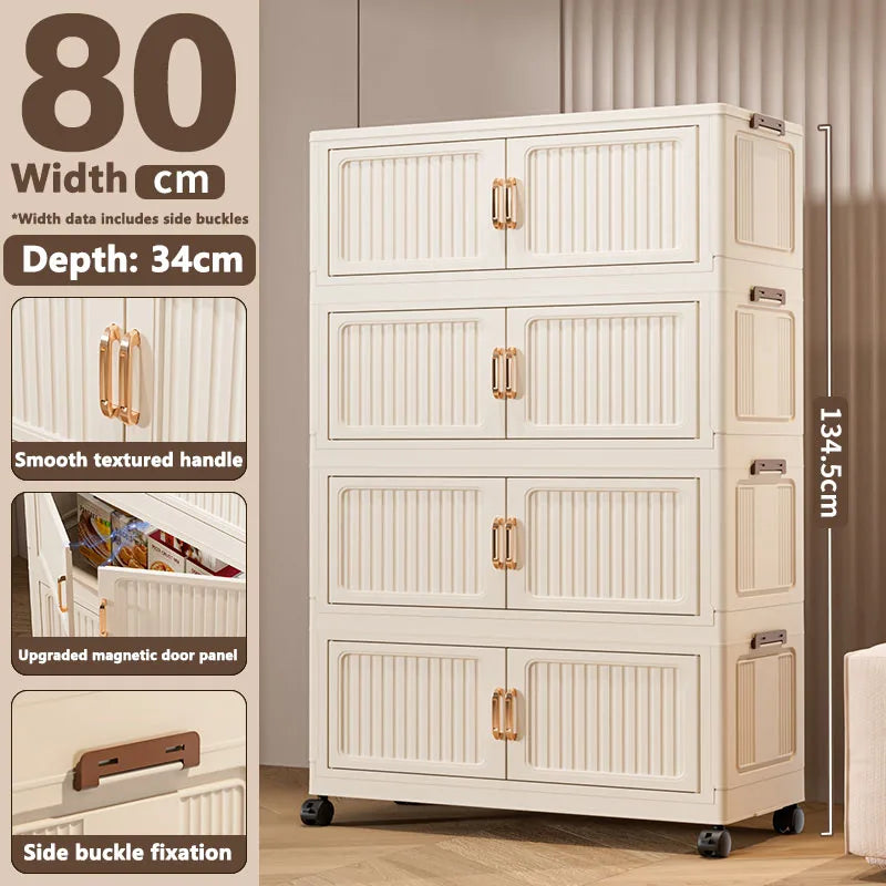 45/55/65cm Length Multifunction Folding Storage Cabinet Sundries Cabinet Large Capacity Dustproof Wardrobe Locker