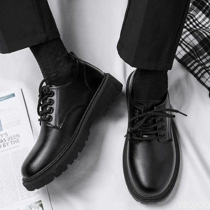 Women's Leather Casual Shoes Lace-Up Office Flat Breathable Mesh Lining