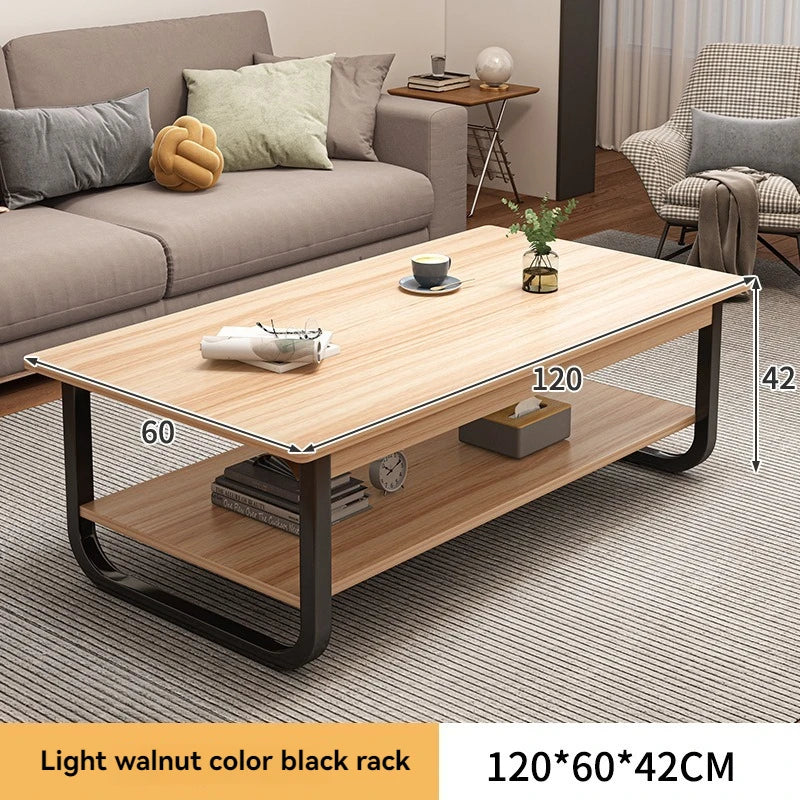 Modern minimalist coffee table, small apartment, living room, sofa, nearby balcony, tea table, rental room, rectangular tea tabl
