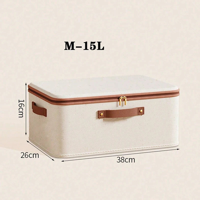 Foldable Clothes Storage Box, Closet Organizer Container with Handle and Zipper,Suitable for Wardrobe, Closet,Blanket (Washable)