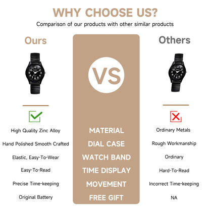 Elastic Strap Watch for Men Couples Clear and Easy Read Large Black Digital Hard Steel Strap Waterproof