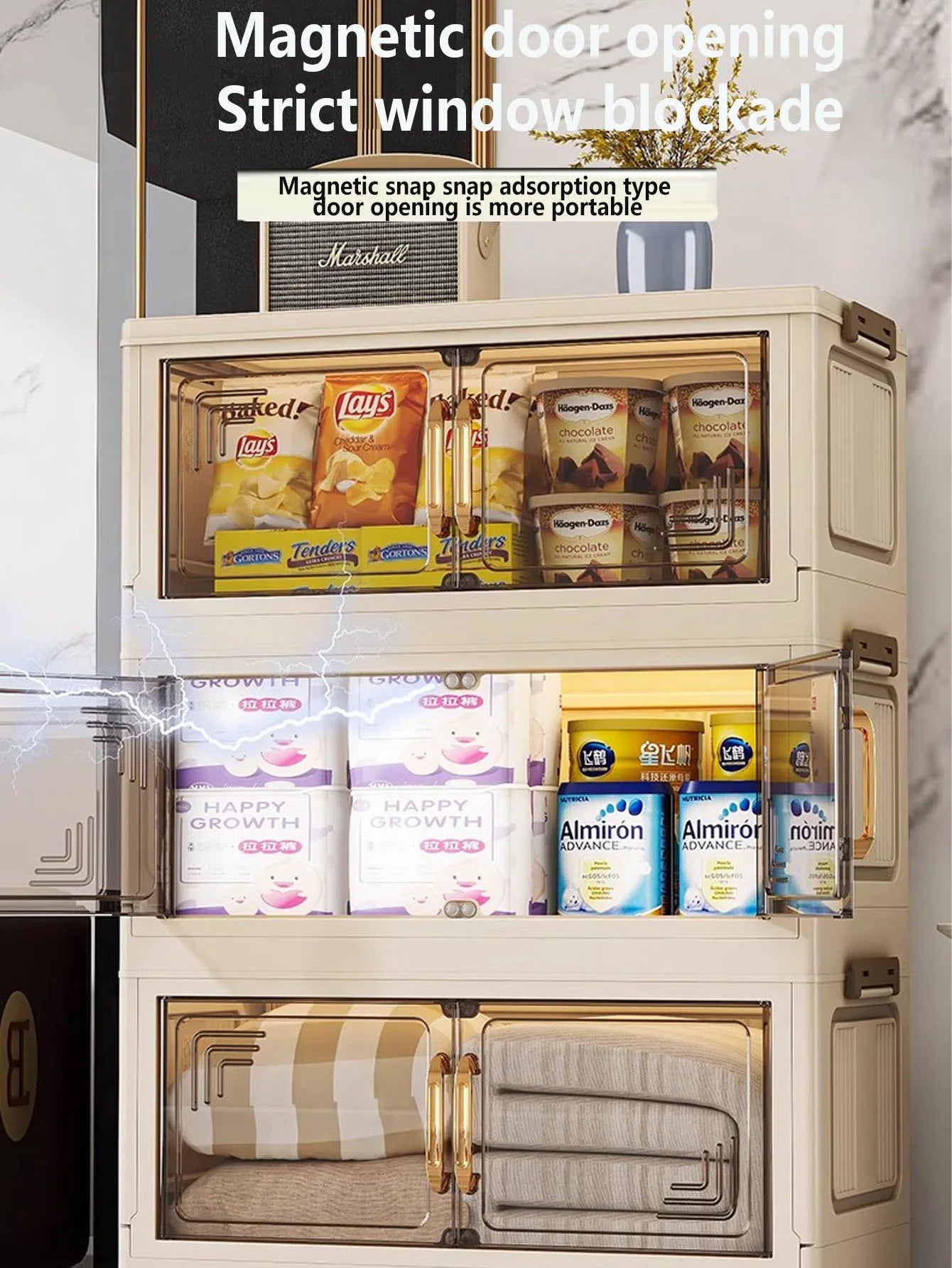 45/55/65cm Length Multifunction Folding Storage Cabinet Sundries Cabinet Large Capacity Dustproof Wardrobe Locker