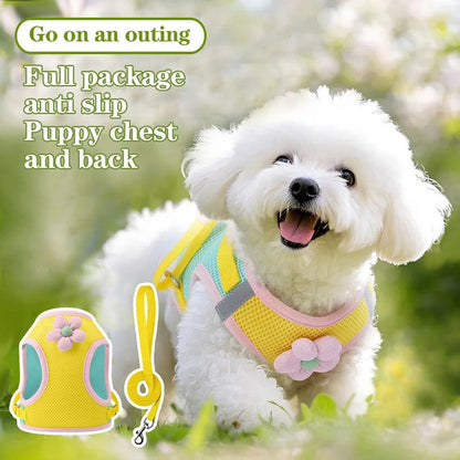 Reflective Pet Harness And Leash Set For Dogs And Cats No Pull Vest Mesh