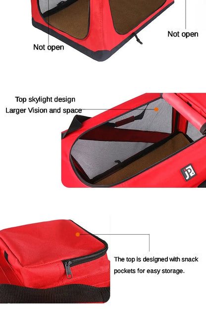 Nylon Car Travel Pet Carrier Folding Cage For Medium And Large Dogs