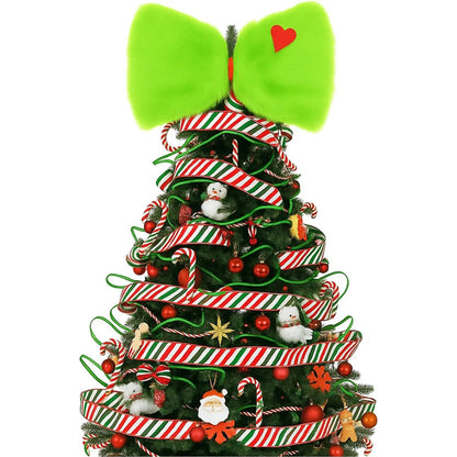 Grinch-Inspired Christmas Tree Topper Bow – Indoor Holiday Decor