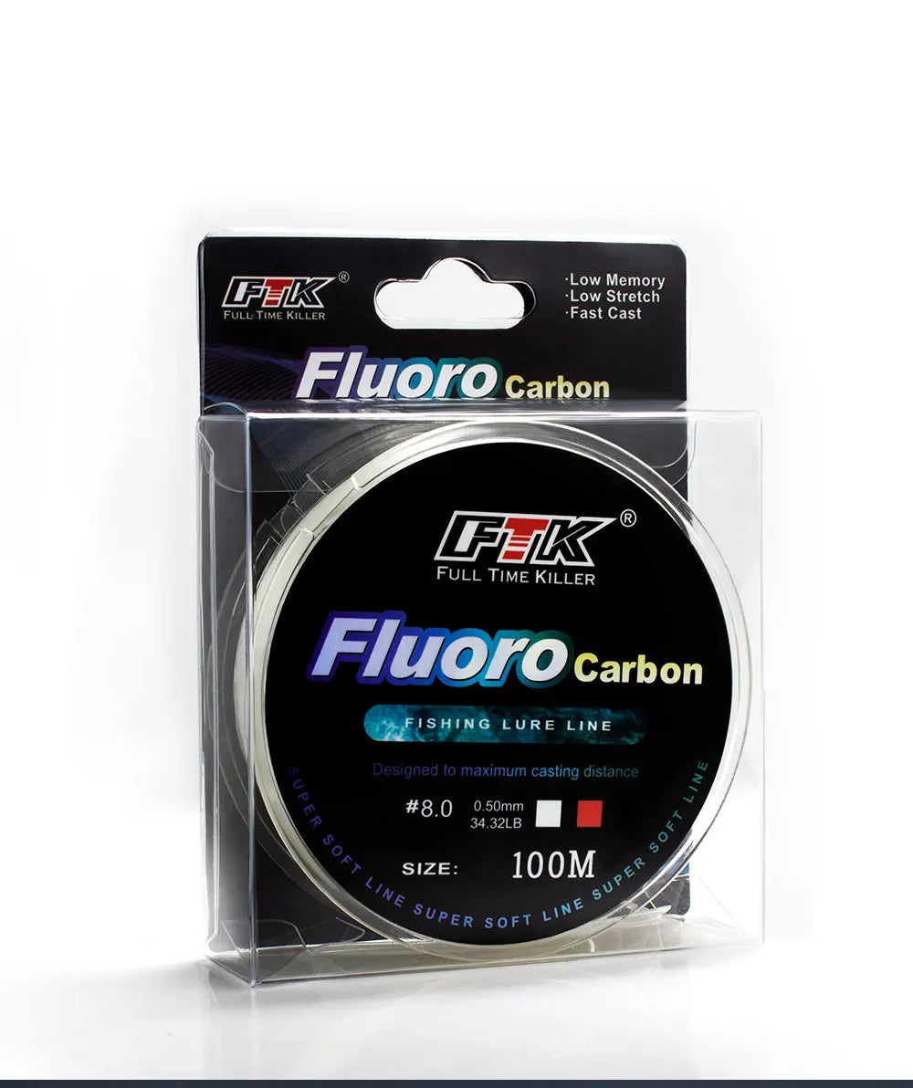 FTK 100m 4.13-34.32LB Fluorocarbon Fishing Lure Line 0.14mm-0.5mm pink Carbon Fiber Fly Fishing Line Super Soft Line Pesca