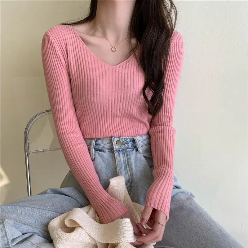 Casual Long Sleeve Knitted Pullover 2026 Autumn Winter Women Sweaters Femme Basic Solid Jersey Tops Fashion Clothes