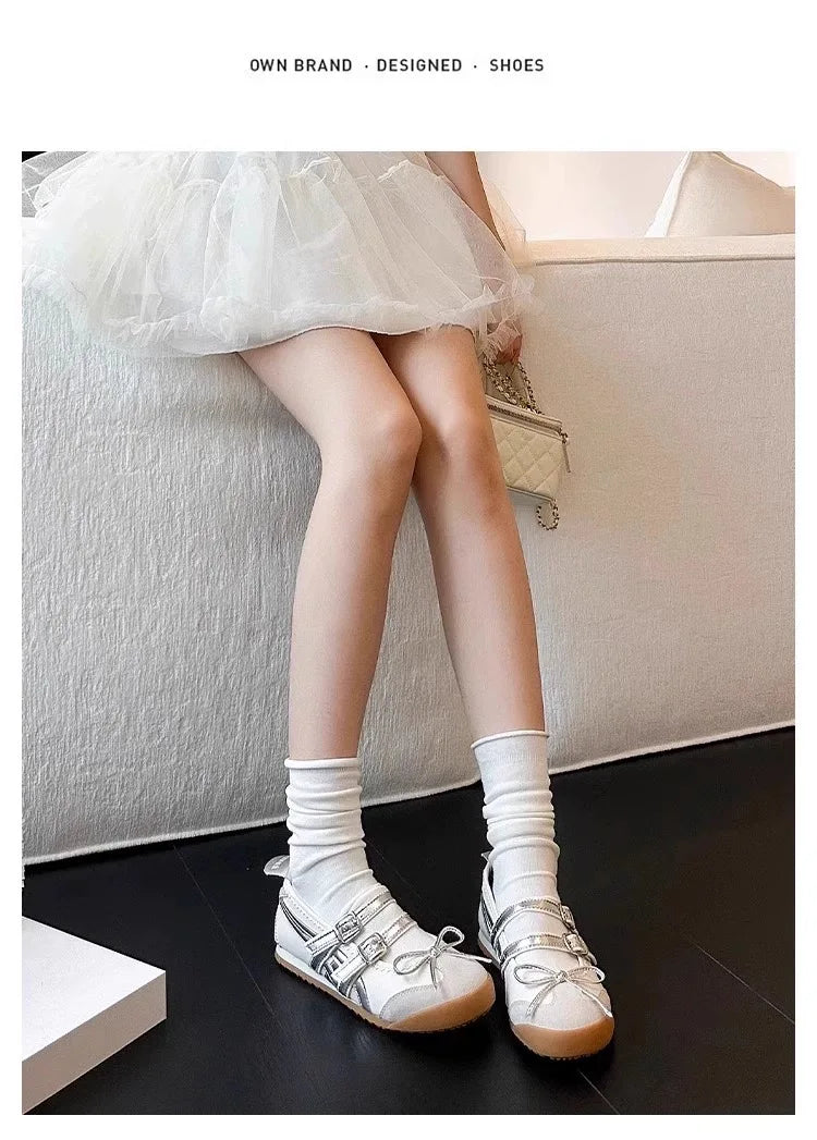 Women Flats Bow Ballet Dance Mary Jane Shoes Summer Sandals 2024 Fashion New Brand Dress Designer Casual Shallow Zapatos Mujer