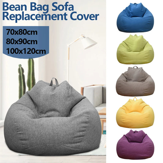 Lazy Sofas Cover Large Bean Bag Cover Without Filler Adults Couch Living Room Bedroom Home Tatami Lounger Comfortable Seat Cover