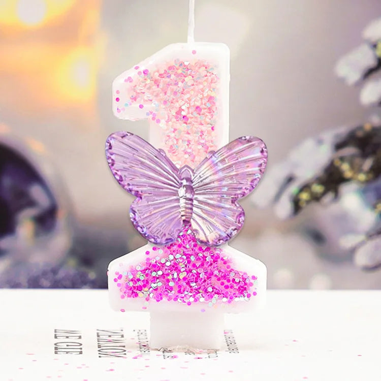 Purple Butterfly Digital Candle for Birthday Cakes