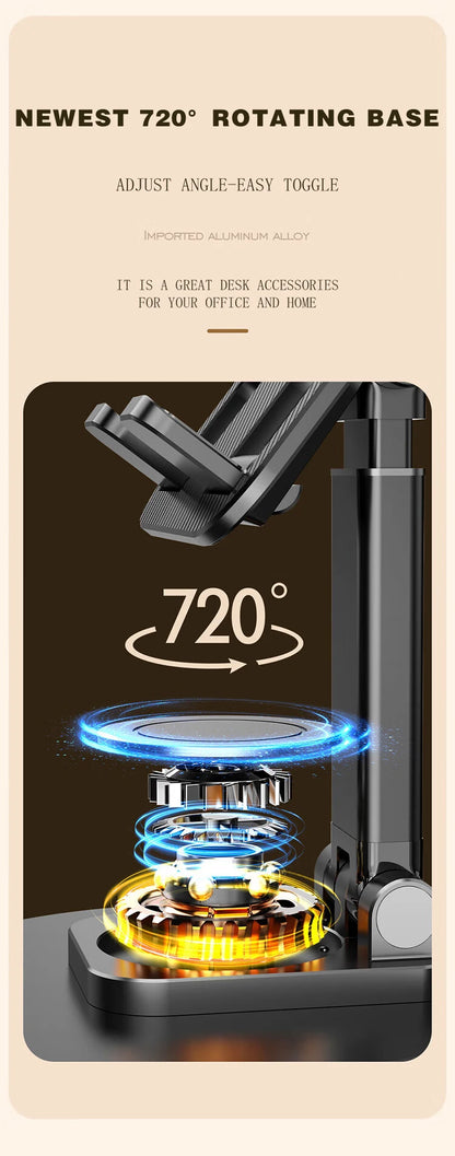 360 Degree Rotatable Metal Desk Phone and Tablet Holder Stand Universal