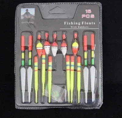 1Set (15Pcs) Portable Fishing Float with Multiple Size Combinations Suitable for Most Fish Hunting Outdoor Fishs Equipment
