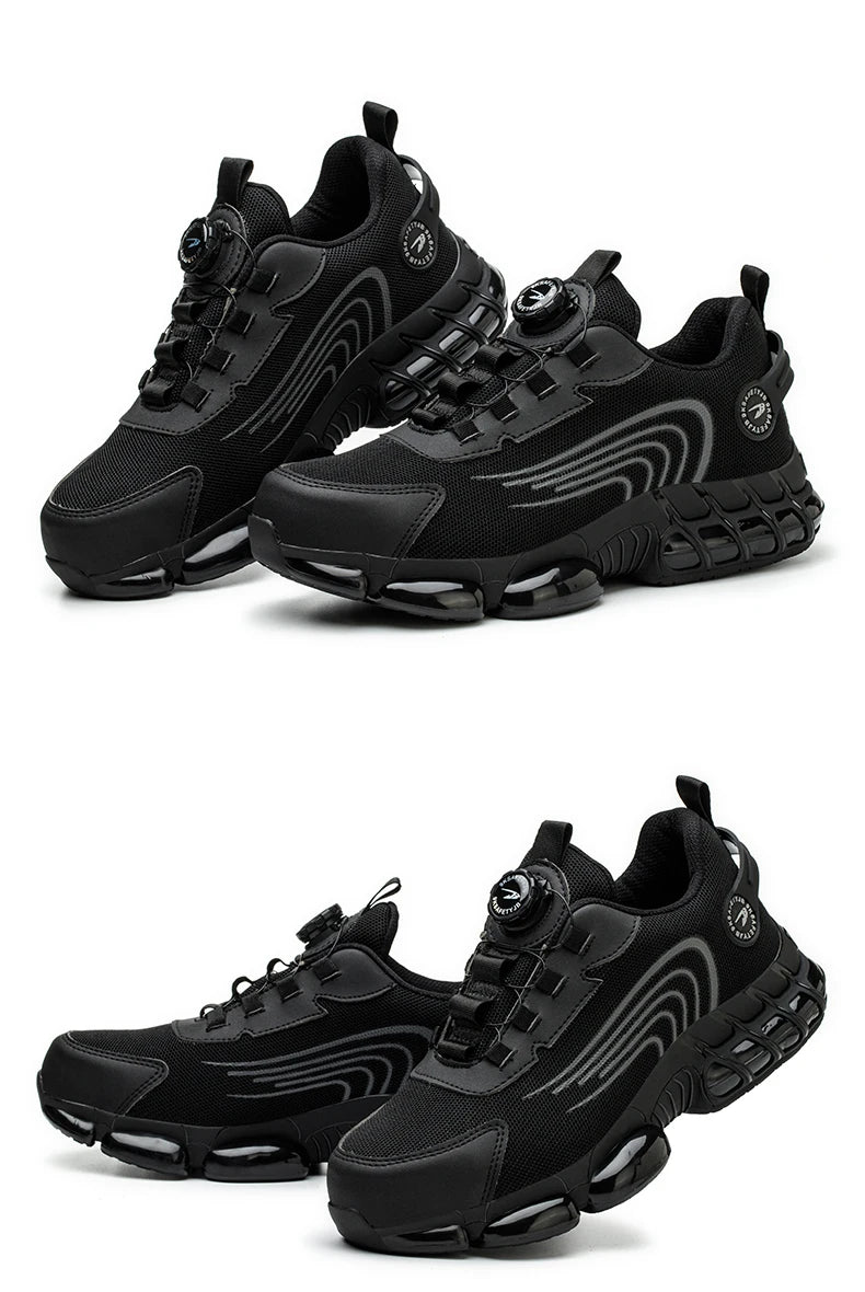 Rotating Button Safety Shoes Men For Work Sneakers Shoes Anti smash Puncture-Proof Protective Men Shoes Steel Toe Work Boots