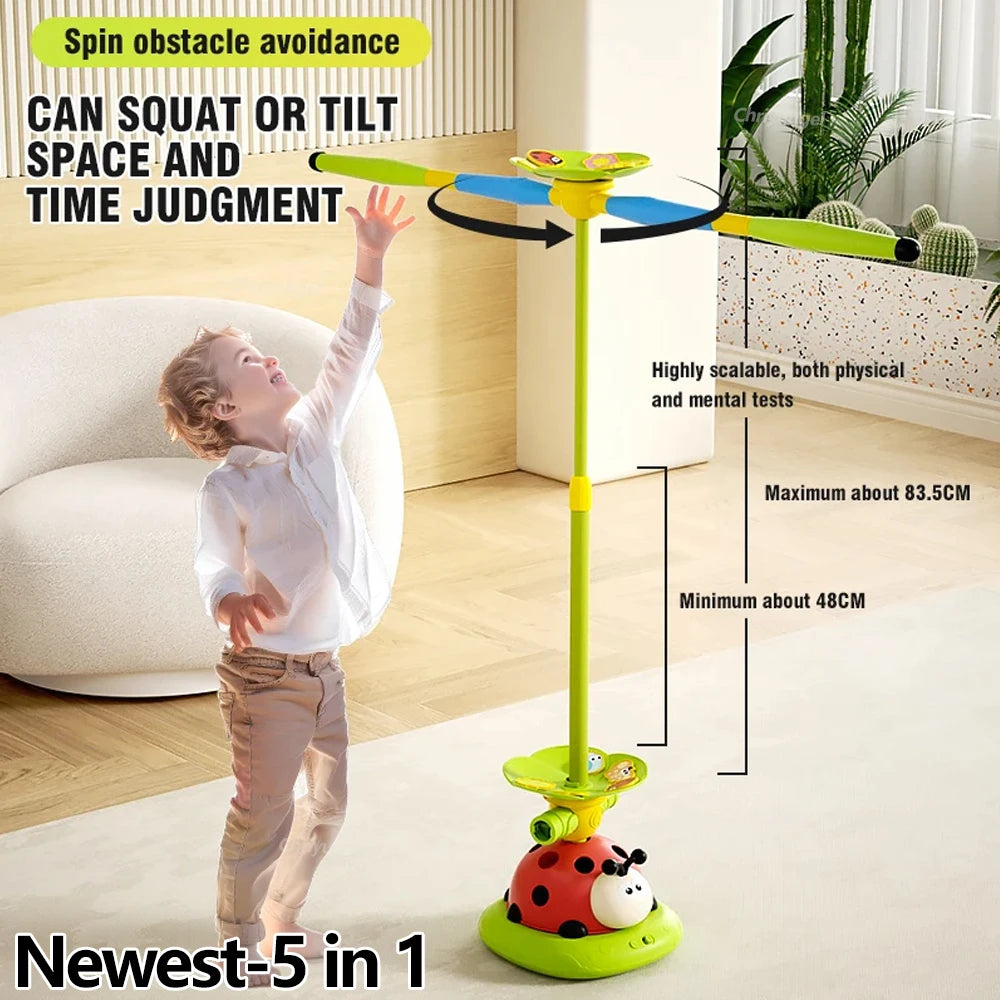 Musical Jump Sports Toys Toss Ring Game Toy and Rocket Launcher for Kids Ladybug Multifunction Outdoor Machine Gifts
