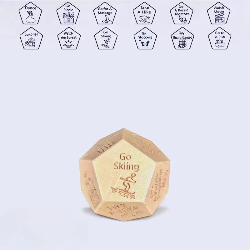 Wooden Dice for Couples, Food Decision Dice Game Gift Idea