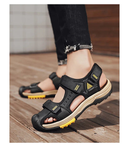 Men Sandals Genuine Leather Large Size Non Slip Waterproof Beach Shoes Outdoor
