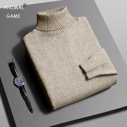 Men's Knitted Turtleneck Sweater Slim Fit Long Sleeve Anti Pilling