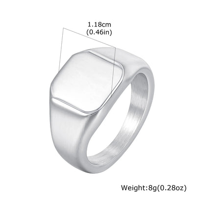 Gold-Plated Stainless Steel Signet Ring Unisex Chunky